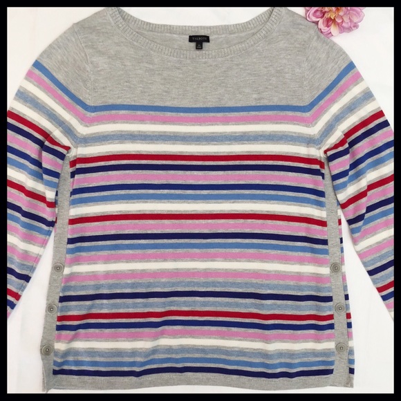 SOLD!Talbots MultiColor Stripe Side Button Sweater - Picture 5 of 8